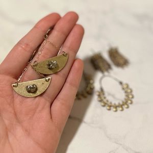 Three Pairs of Gold/Pyrite Earrings